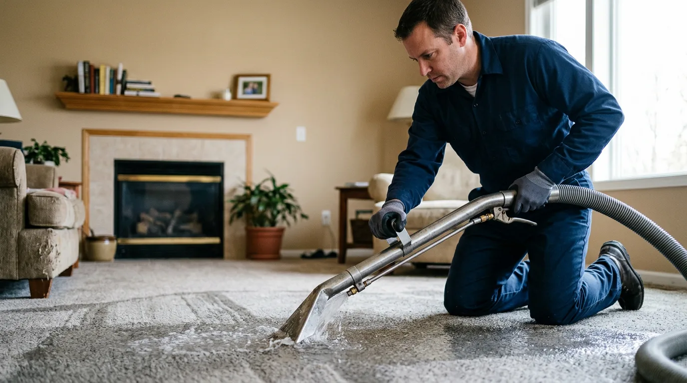Water damage restoration technician working near Maybeury, WV